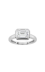 Load image into Gallery viewer, 1.5CTW Emerald Shaped Lab Grown Diamond (F/VS) East West Solitaire Ring in 14K Gold
