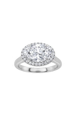 Load image into Gallery viewer, 2CTW Oval Shaped Lab Grown Diamond (F/VS) East West Accented Solitaire Ring in 14K Gold

