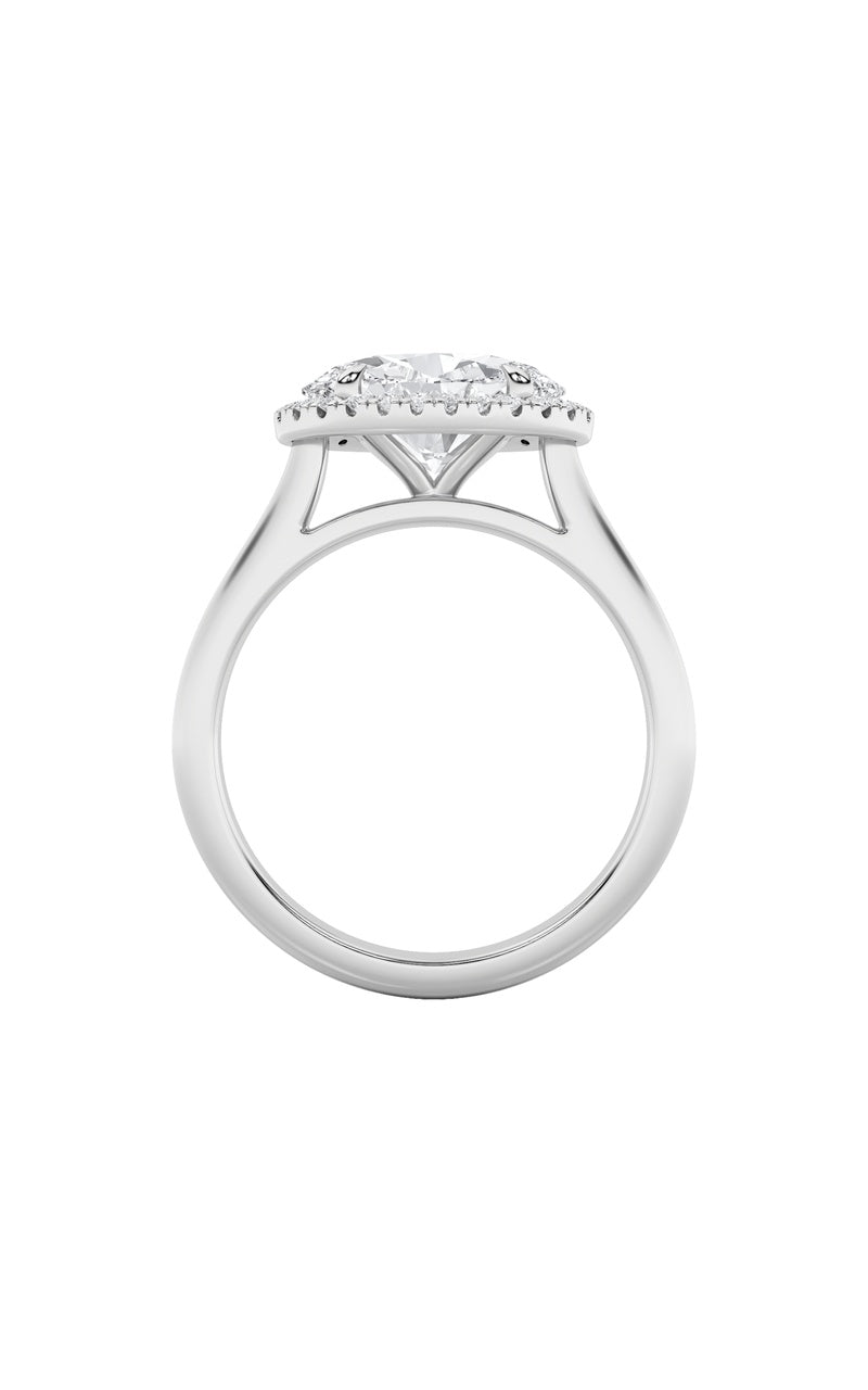 2CTW Oval Shaped Lab Grown Diamond (F/VS) East West Accented Solitaire Ring in 14K Gold