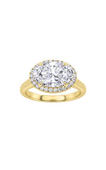 Load image into Gallery viewer, 2CTW Oval Shaped Lab Grown Diamond (F/VS) East West Accented Solitaire Ring in 14K Gold
