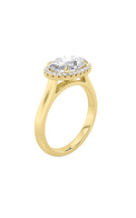 Load image into Gallery viewer, 2CTW Oval Shaped Lab Grown Diamond (F/VS) East West Accented Solitaire Ring in 14K Gold
