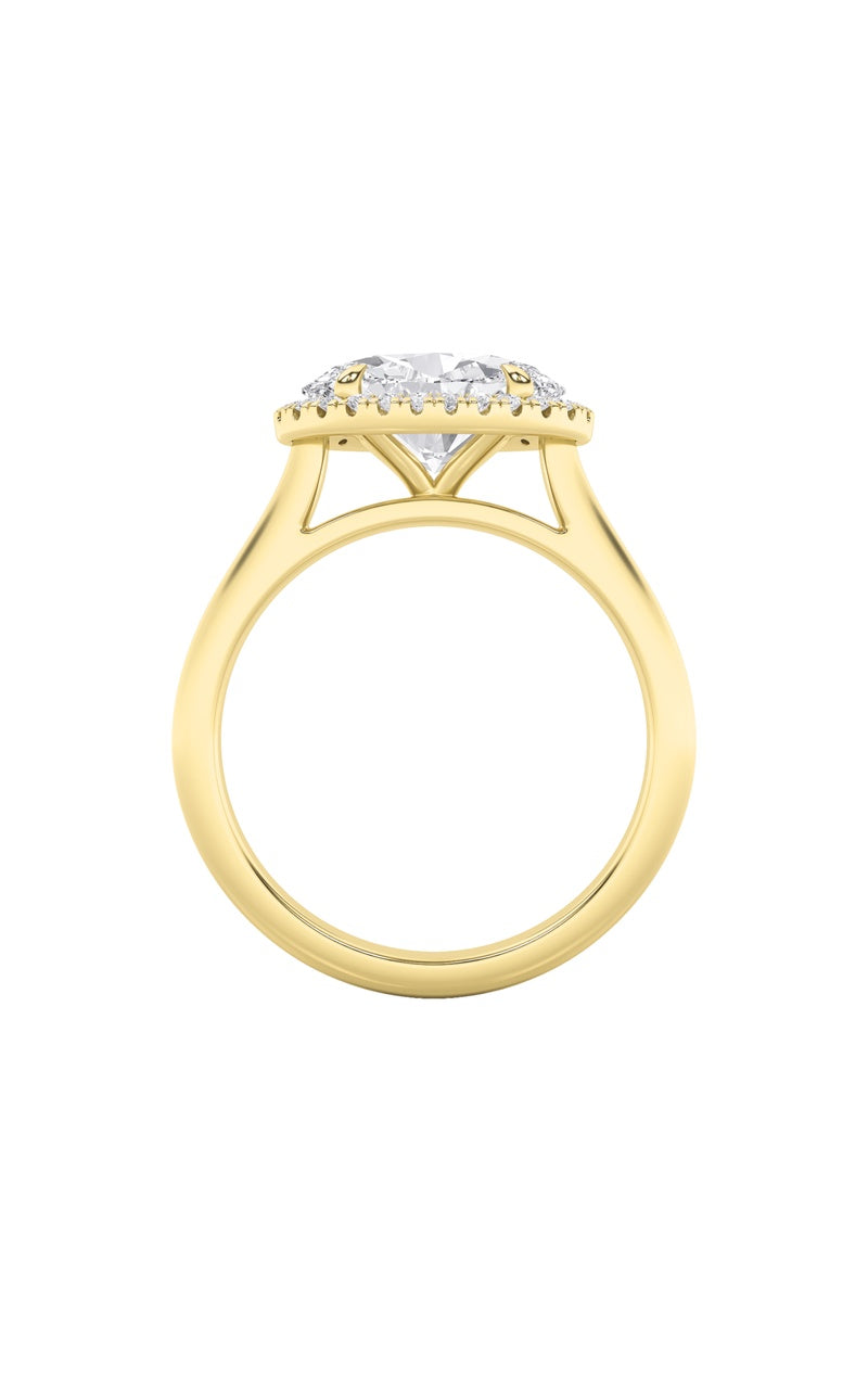 2CTW Oval Shaped Lab Grown Diamond (F/VS) East West Accented Solitaire Ring in 14K Gold