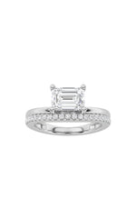 Load image into Gallery viewer, 1.5CTW Emerald Shaped Lab Grown Diamond (F/VS) East West Accented Solitaire Ring in 14K Gold
