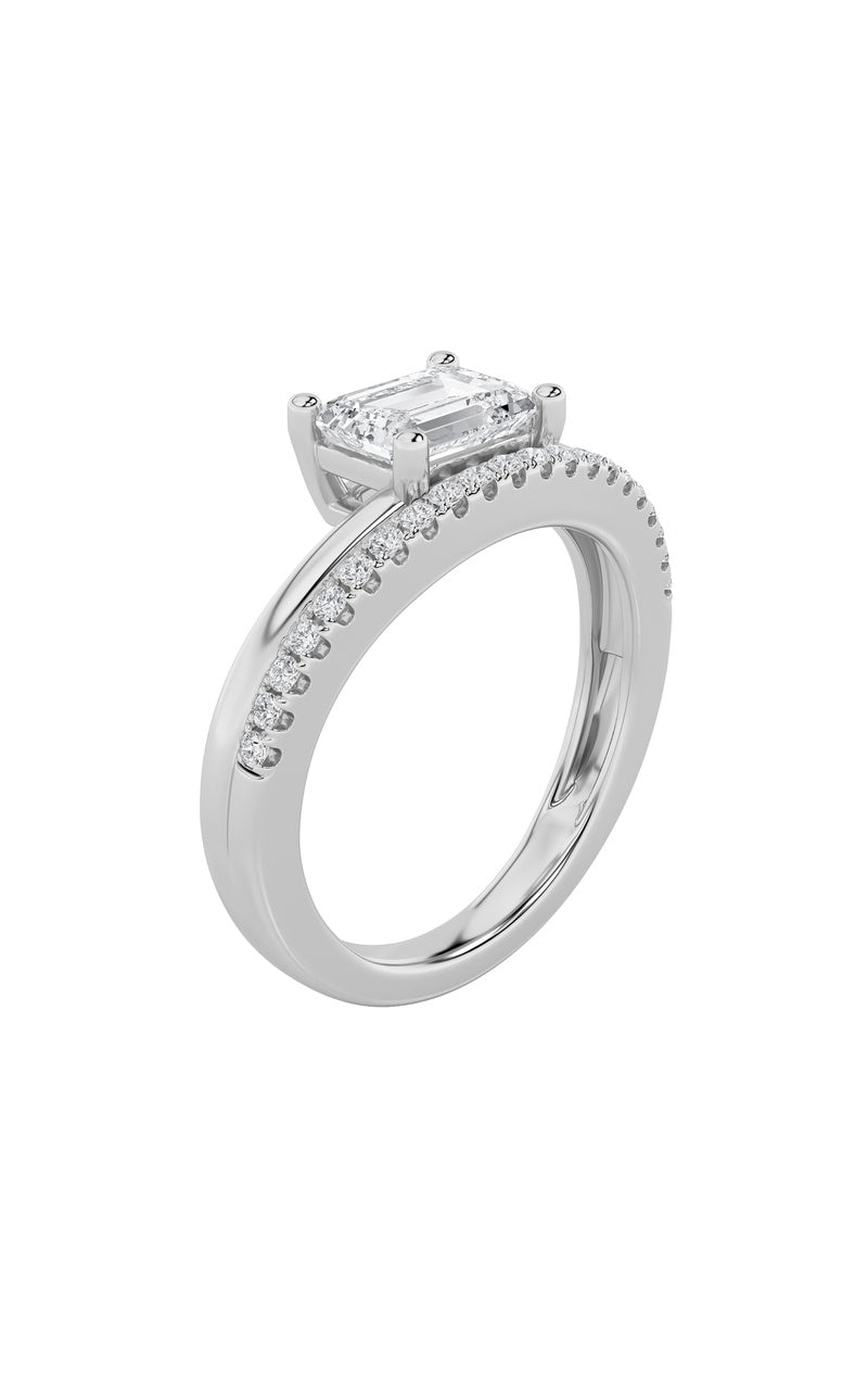 Vs) east west accented solitaire ring in 14k gold