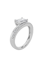 Load image into Gallery viewer, 1.5CTW Emerald Shaped Lab Grown Diamond (F/VS) East West Accented Solitaire Ring in 14K Gold
