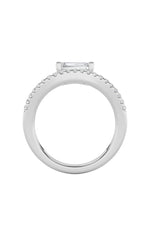 Load image into Gallery viewer, 1.5CTW Emerald Shaped Lab Grown Diamond (F/VS) East West Accented Solitaire Ring in 14K Gold
