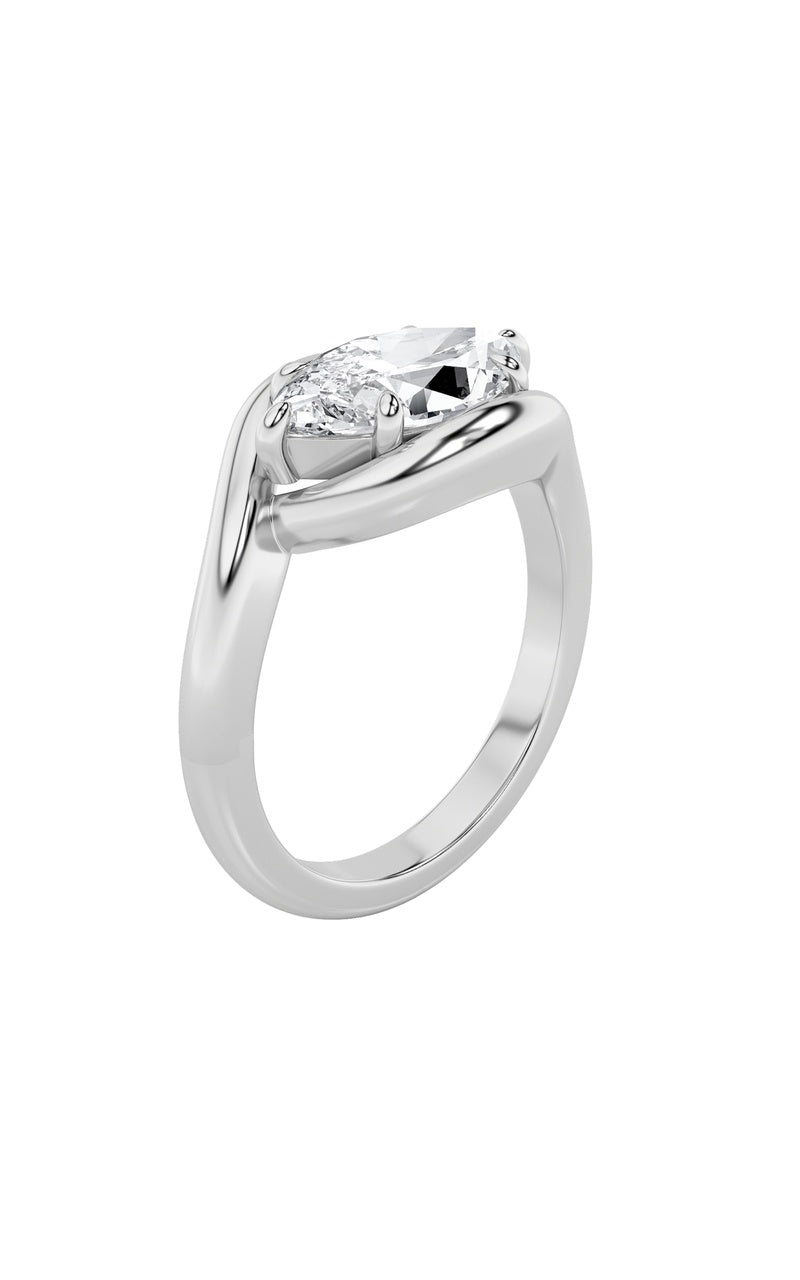 Vs) east west solitaire ring in 14k gold