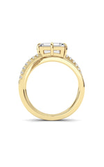 Load image into Gallery viewer, 2CTW Emerald Shaped Lab Grown Diamond (F/VS) East West Accented Solitaire Ring in 14K Gold
