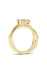 Load image into Gallery viewer, 2CTW Emerald Shaped Lab Grown Diamond (F/VS) East West Accented Solitaire Ring in 14K Gold
