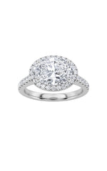 Load image into Gallery viewer, 2CTW Oval Shaped Lab Grown Diamond (F/VS) East West Accented Solitaire Ring in 14K Gold
