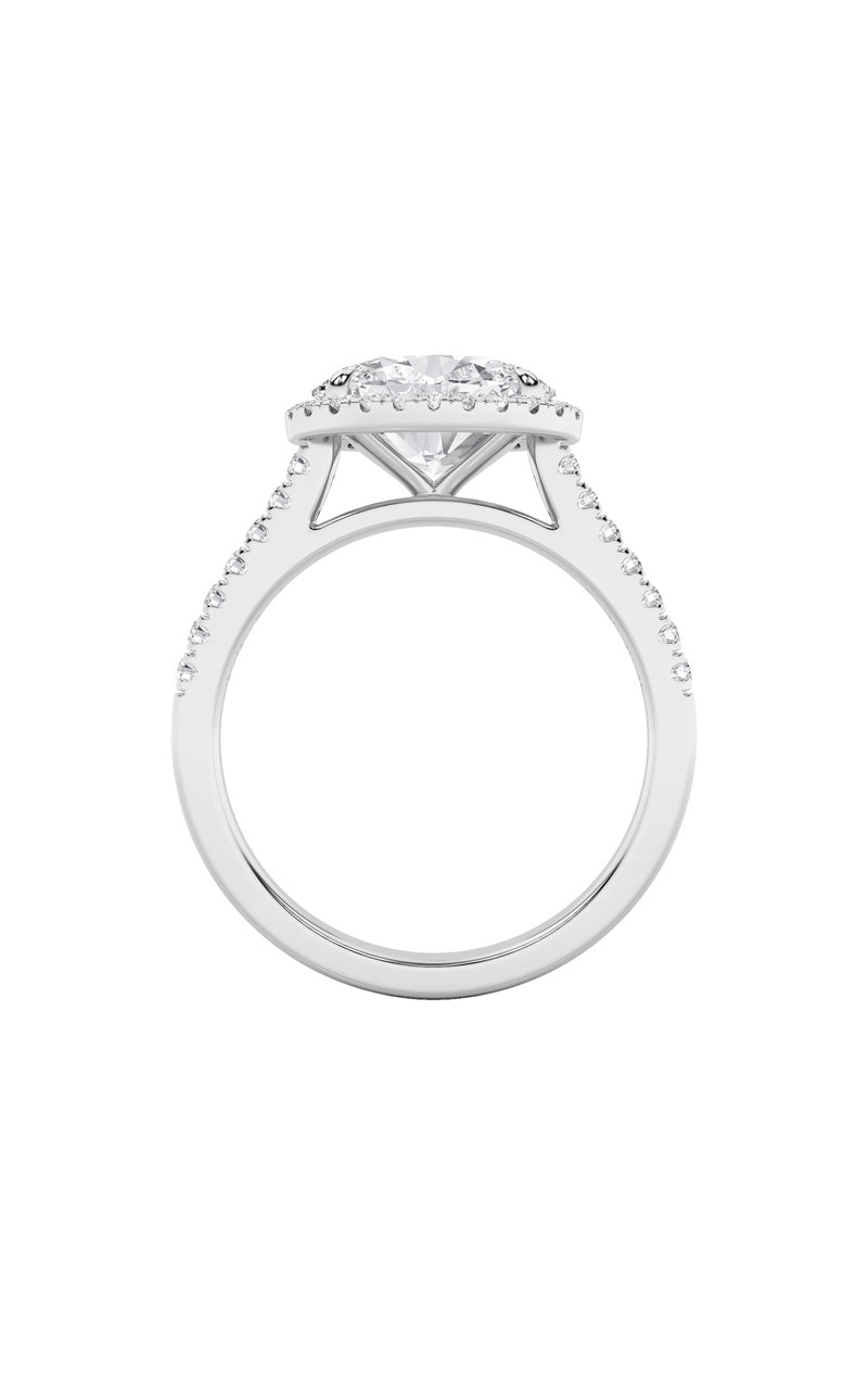 2CTW Oval Shaped Lab Grown Diamond (F/VS) East West Accented Solitaire Ring in 14K Gold