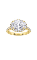 Load image into Gallery viewer, 2CTW Oval Shaped Lab Grown Diamond (F/VS) East West Accented Solitaire Ring in 14K Gold
