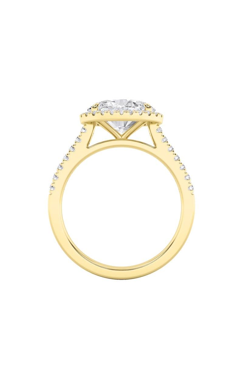 2CTW Oval Shaped Lab Grown Diamond (F/VS) East West Accented Solitaire Ring in 14K Gold