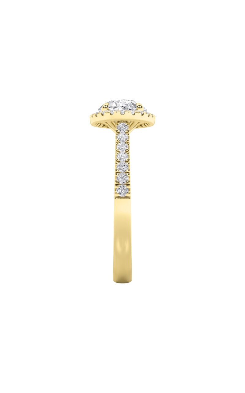 2CTW Oval Shaped Lab Grown Diamond (F/VS) East West Accented Solitaire Ring in 14K Gold