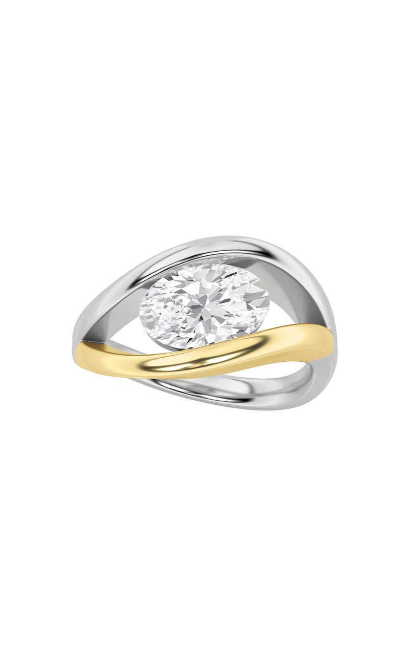 1.5CTW Oval Shaped Lab Grown Diamond (F/VS) East West Solitaire Ring in 14K Gold