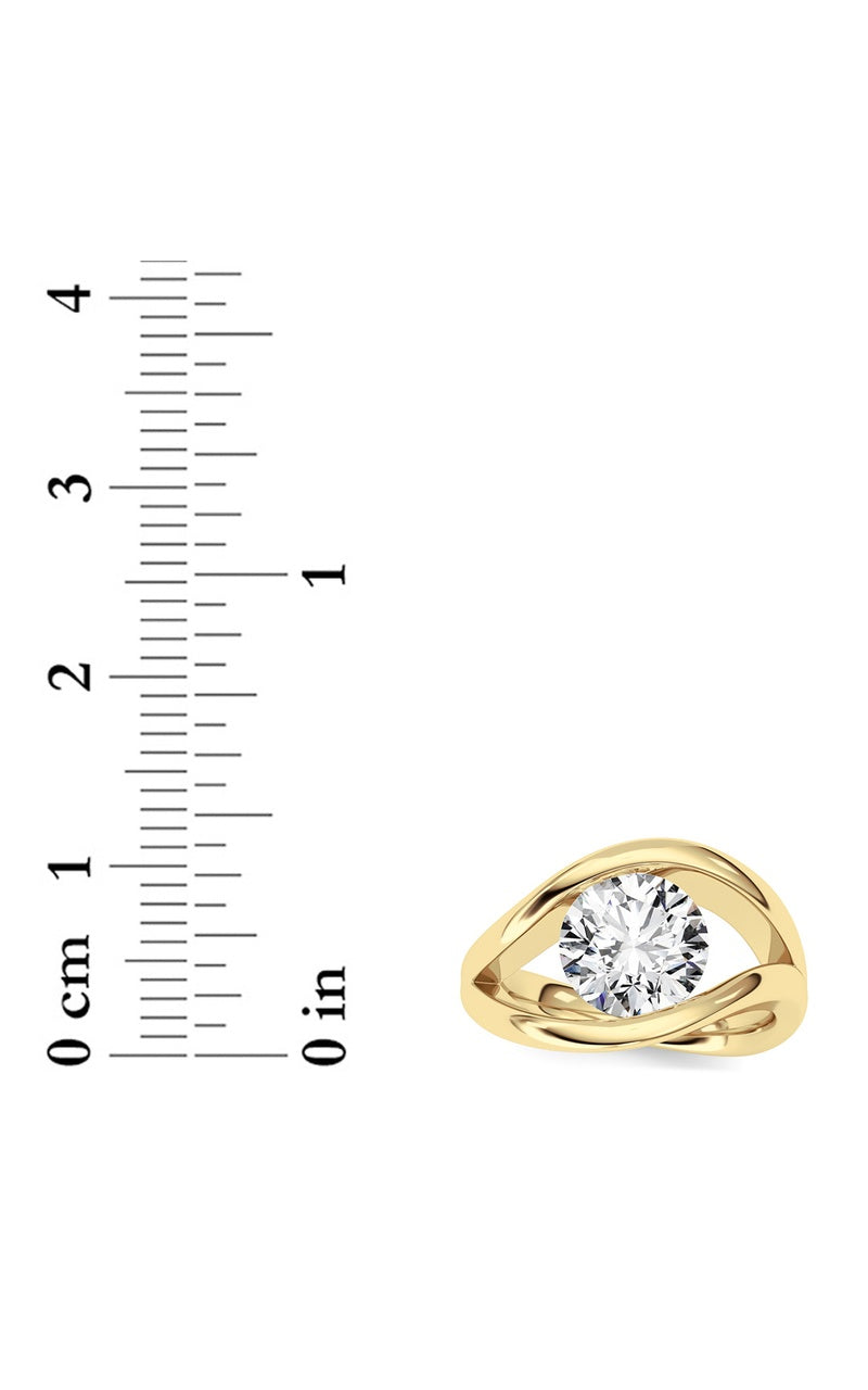 2CTW Round Shaped Lab Grown Diamond (F/VS) East West Solitaire Fancy Ring in 14K Gold