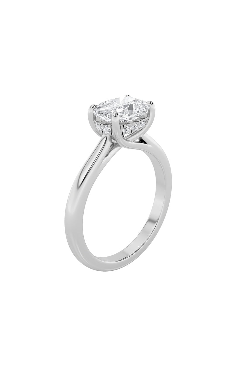 1.5CTW Elongated Cushion Shaped Lab Grown Diamond (F/VS) East West Solitaire Ring in 14K Gold