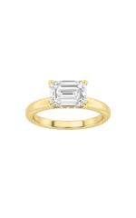 Load image into Gallery viewer, 1.5CTW Emerald Shaped Lab Grown Diamond (F/VS) East West Solitaire Ring in 14K Gold
