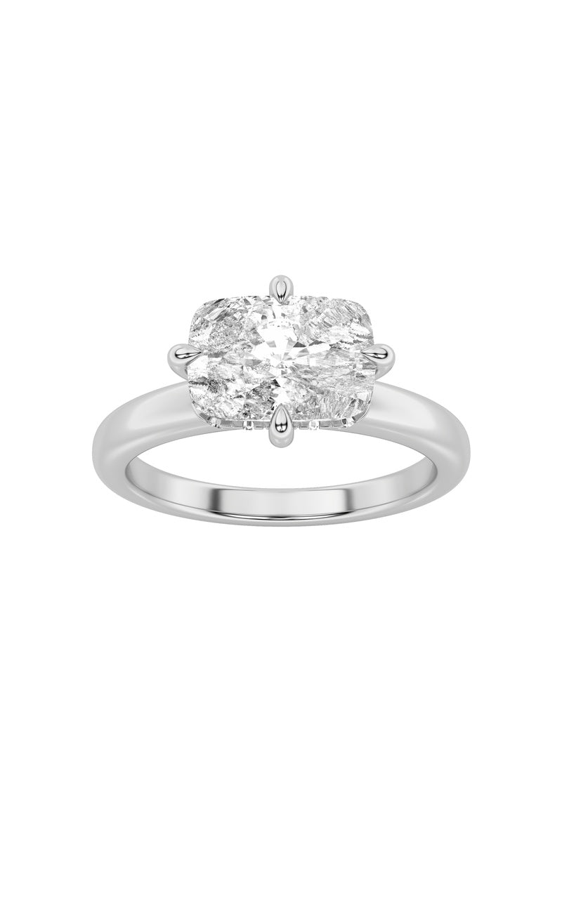 1.5CTW Elongated Cushion Shaped Lab Grown Diamond (F/VS) East West Solitaire Ring in 14K Gold