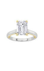 Load image into Gallery viewer, 2CTW Emerald Shaped Lab Grown Diamond (F/VS) Solitaire Engagement Ring in 14K Gold
