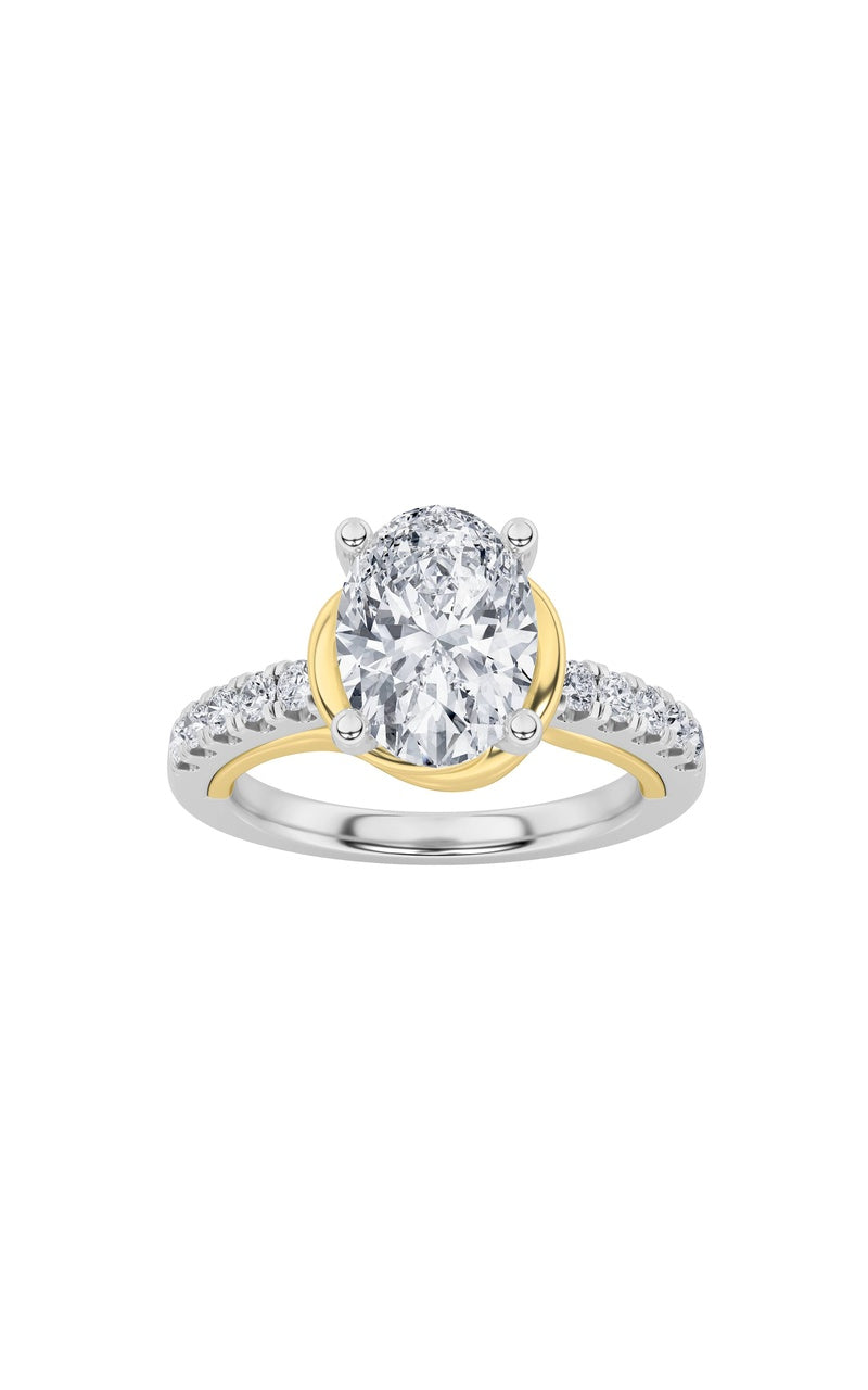 2CTW Oval Shaped Lab Grown Diamond (F/VS) Solitaire Engagement Ring in 14K Gold