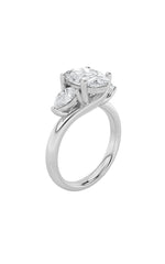 Load image into Gallery viewer, 2.5CTW Oval Shaped Lab Grown Diamond (F/VS) Accented Three Stone Ring in 14K Gold
