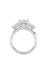 Load image into Gallery viewer, 2.5CTW Oval Shaped Lab Grown Diamond (F/VS) Accented Three Stone Ring in 14K Gold
