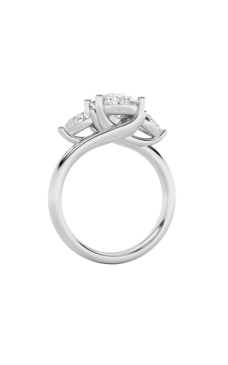 2.5CTW Oval Shaped Lab Grown Diamond (F/VS) Accented Three Stone Ring in 14K Gold
