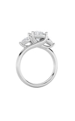 Load image into Gallery viewer, 2.5CTW Oval Shaped Lab Grown Diamond (F/VS) Accented Three Stone Ring in 14K Gold
