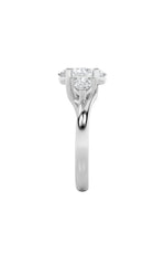 Load image into Gallery viewer, 2.5CTW Oval Shaped Lab Grown Diamond (F/VS) Accented Three Stone Ring in 14K Gold
