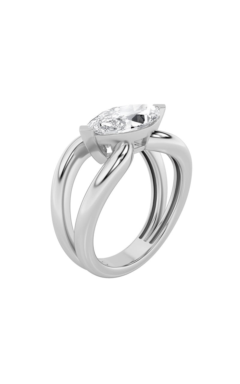 Vs) east west solitaire ring in 14k gold
