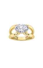 Load image into Gallery viewer, 2CTW Oval Shaped Lab Grown Diamond (F/VS) East West Solitaire Ring in 14K Gold
