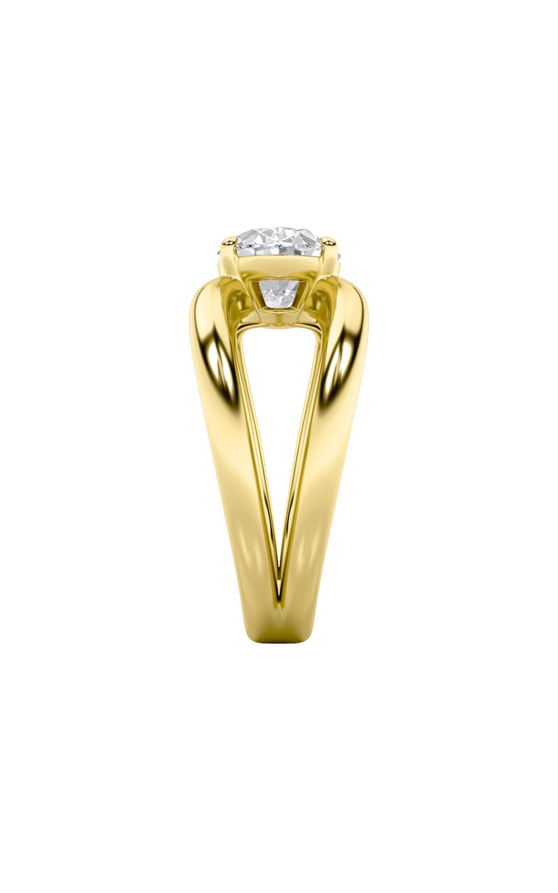 2CTW Oval Shaped Lab Grown Diamond (F/VS) East West Solitaire Ring in 14K Gold