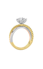 Load image into Gallery viewer, 2CTW Round Shaped Lab Grown Diamond (F/VS) Tri Color Solitaire Fancy Ring in 14K Gold
