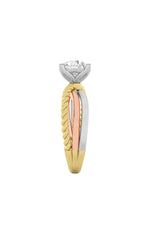 Load image into Gallery viewer, 2CTW Round Shaped Lab Grown Diamond (F/VS) Tri Color Solitaire Fancy Ring in 14K Gold
