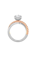 Load image into Gallery viewer, 2CTW Round Shaped Lab Grown Diamond (F/VS) Tri Color Solitaire Engagement Ring in 14K Gold
