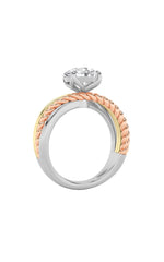 Load image into Gallery viewer, 2CTW Round Shaped Lab Grown Diamond (F/VS) Tri Color Solitaire Engagement Ring in 14K Gold
