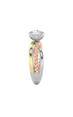 Load image into Gallery viewer, 2CTW Round Shaped Lab Grown Diamond (F/VS) Tri Color Solitaire Engagement Ring in 14K Gold
