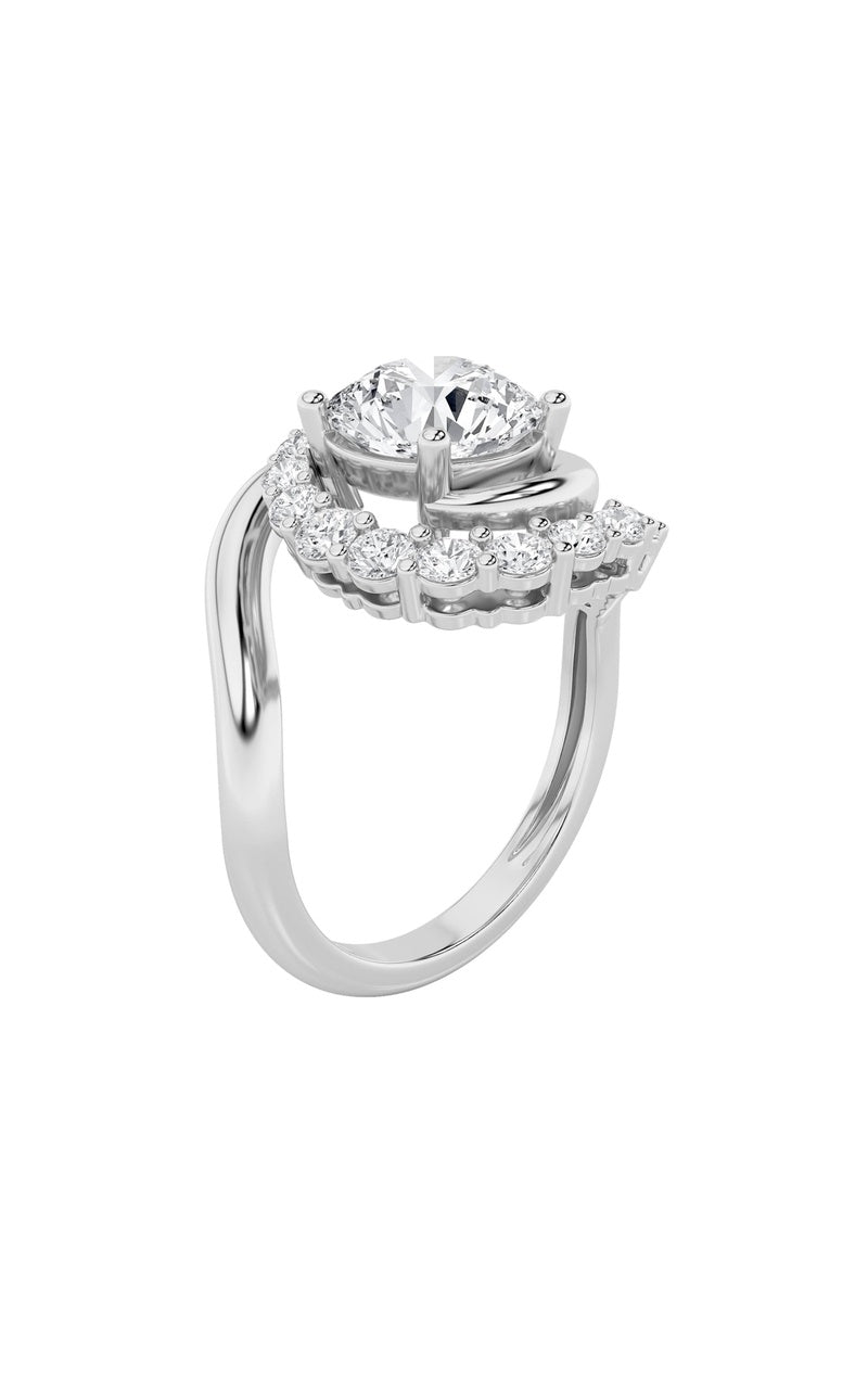 2.5CTW Round Shaped Lab Grown Diamond (F/VS) Swirl Accented Fashion Ring in 14K Gold