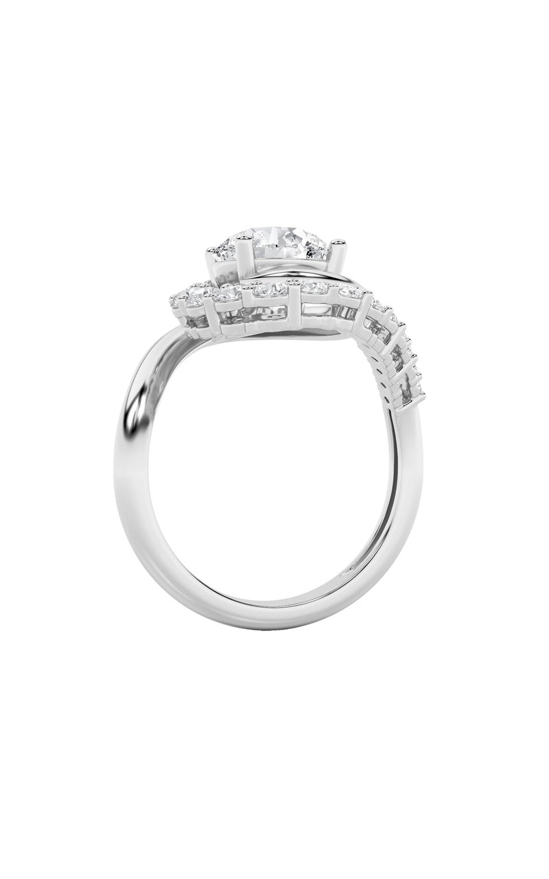 2.5CTW Round Shaped Lab Grown Diamond (F/VS) Swirl Accented Fashion Ring in 14K Gold