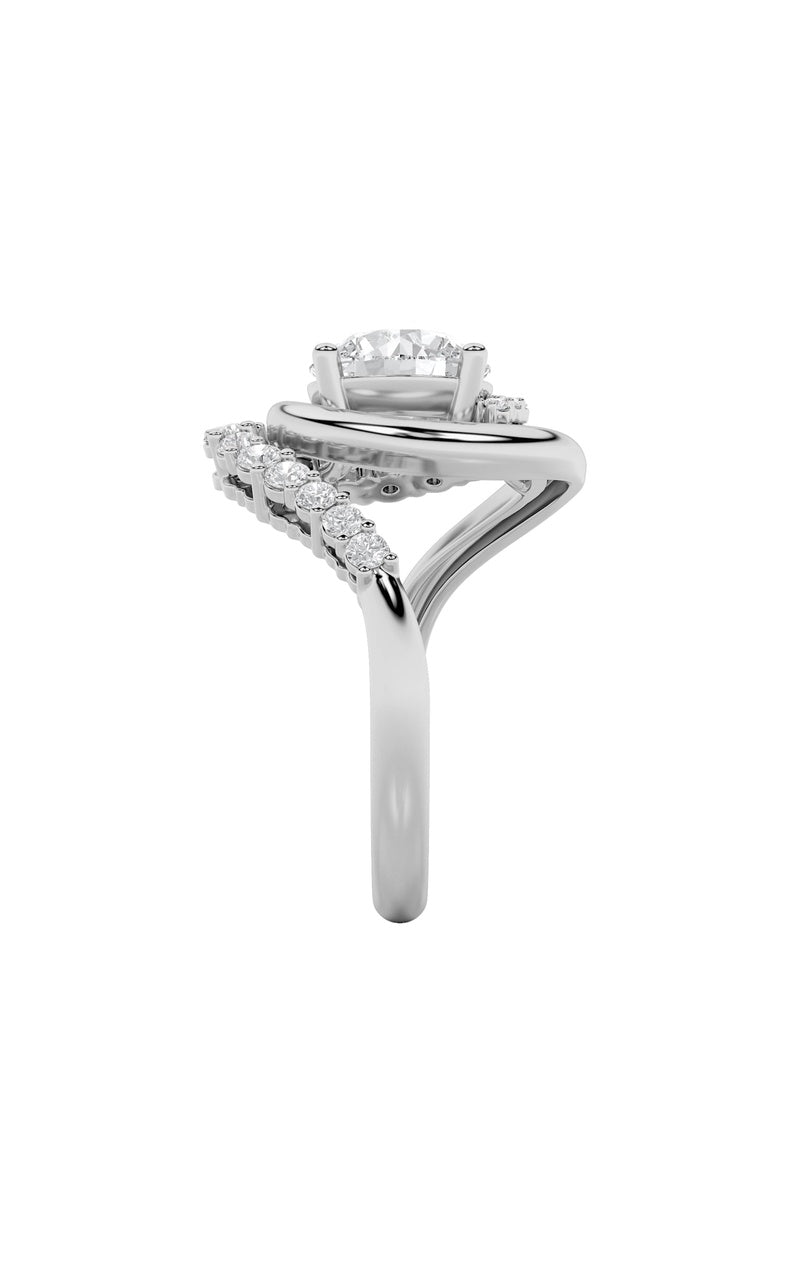 2.5CTW Round Shaped Lab Grown Diamond (F/VS) Swirl Accented Fashion Ring in 14K Gold