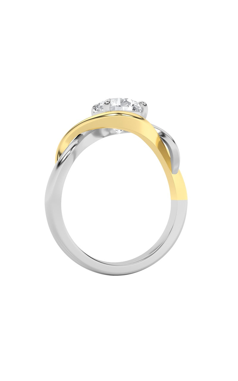 1.5CTW Round Shaped Lab Grown Diamond (F/VS) Two Tone Know Solitaire Engagement Ring in 14K Gold
