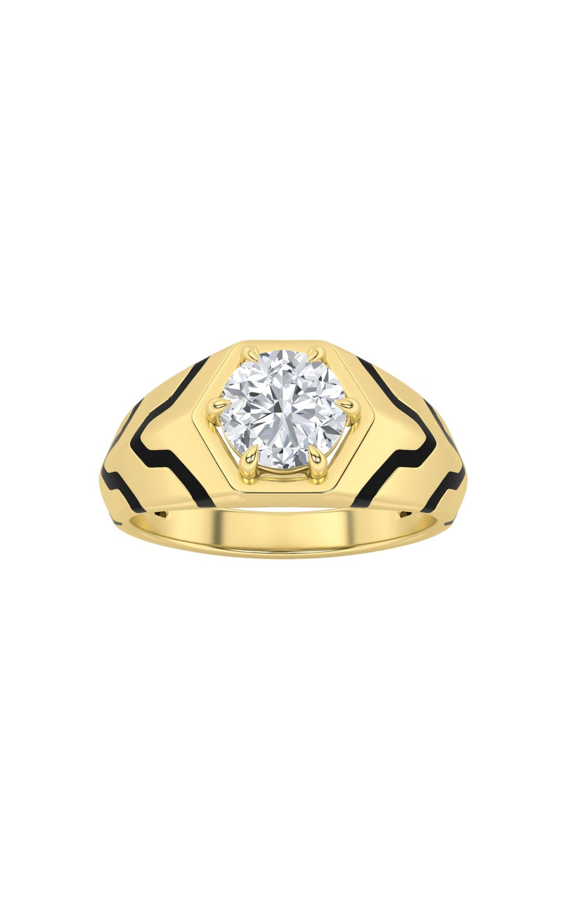 1.5CTW Round Shaped Lab Grown Diamond (F/VS) Mens Ring in 14K White Gold