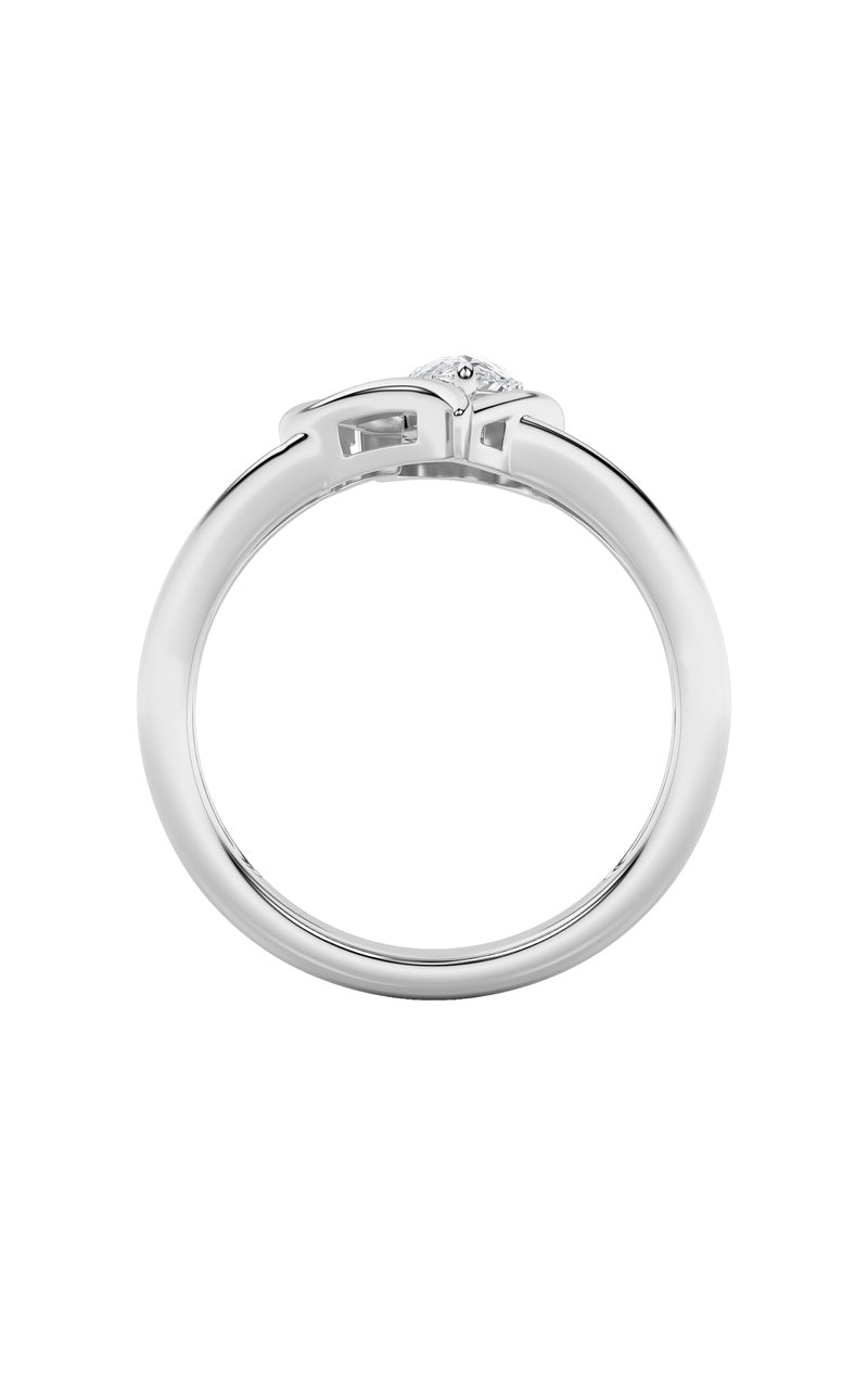 0.5CTW Pear Shaped Lab Grown Diamond (F/VS) Heart Ring in 14K  White Gold
