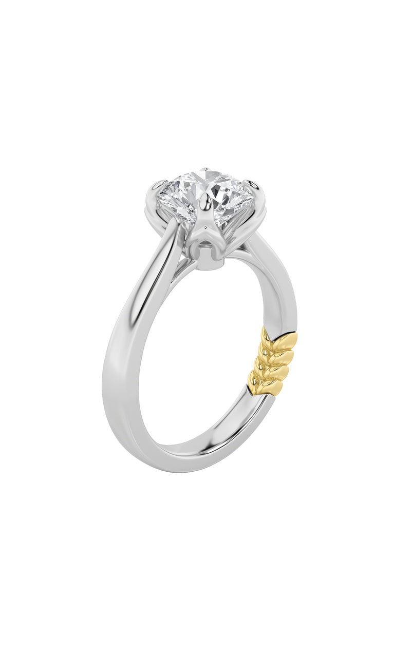 Vs) two tone classic solitaire engagement ring in 14k gold