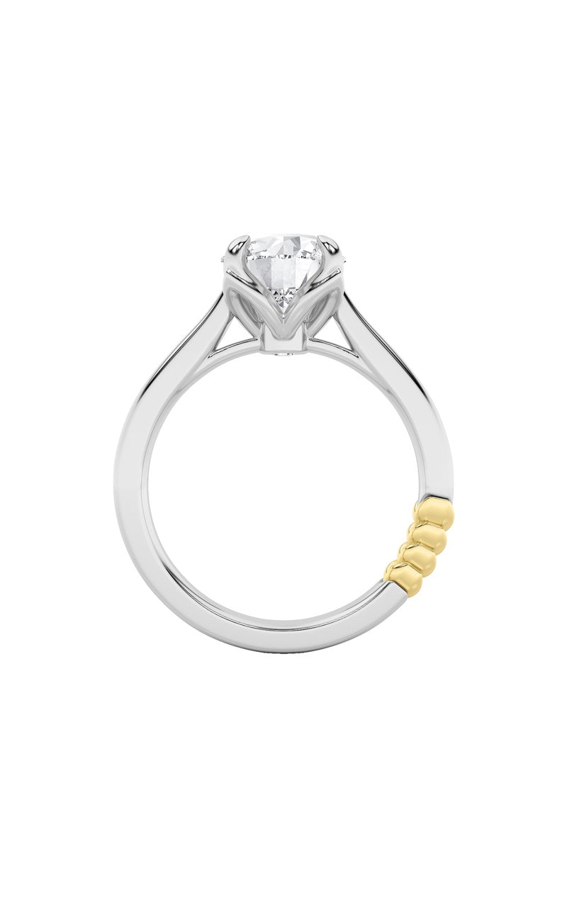 2CTW Round Shaped Lab Grown Diamond (F/VS) Two Tone Classic Solitaire Engagement Ring in 14K Gold