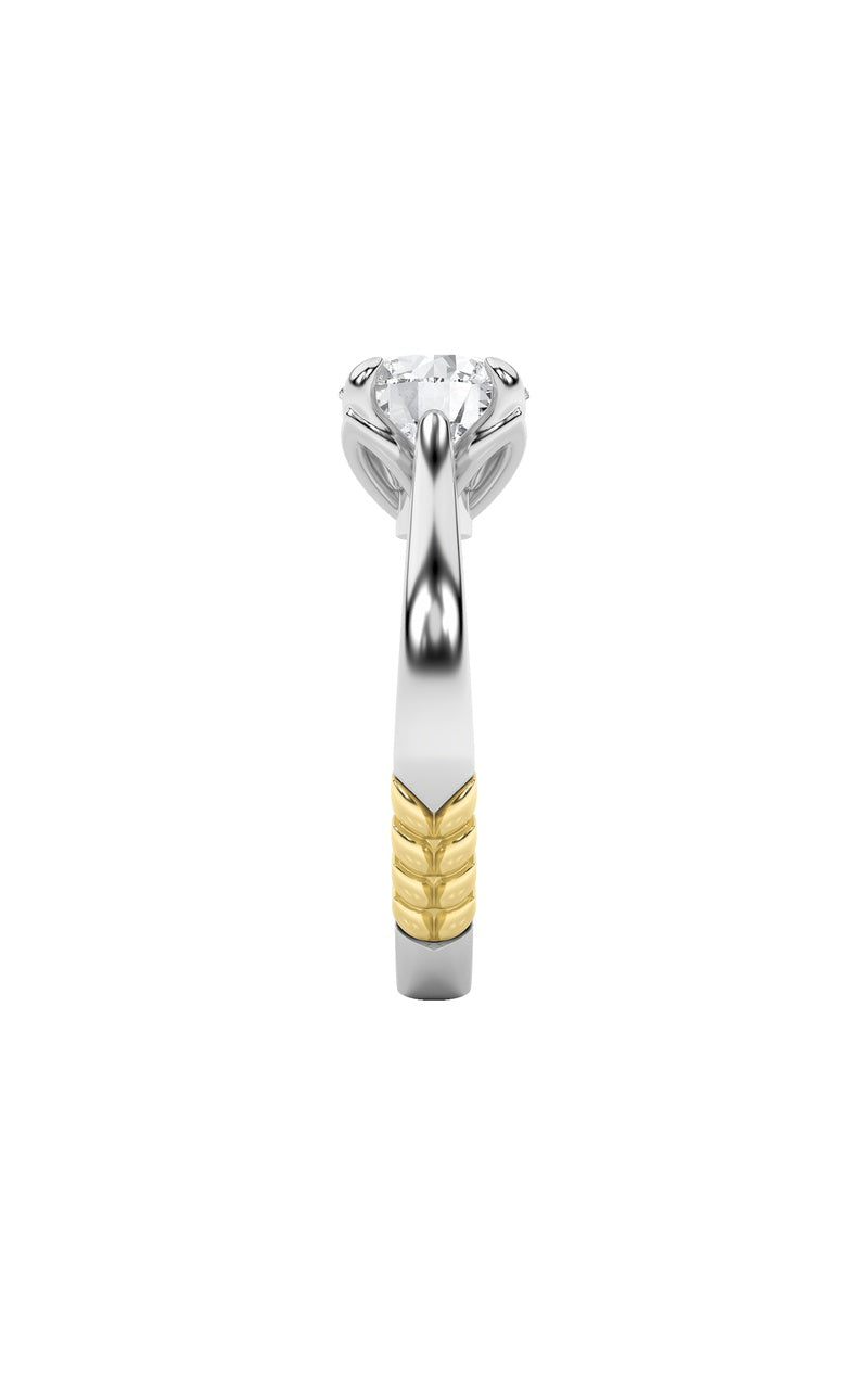 2CTW Round Shaped Lab Grown Diamond (F/VS) Two Tone Classic Solitaire Engagement Ring in 14K Gold
