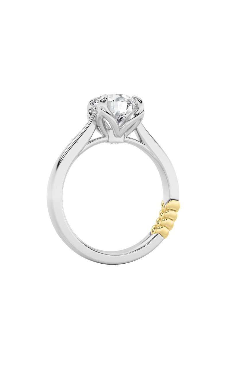 2CTW Round Shaped Lab Grown Diamond (F/VS) Two Tone Classic Solitaire Engagement Ring in 14K Gold