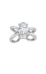 Load image into Gallery viewer, 2CTW Oval Shaped Lab Grown Diamond (F/VS) Criss Cross Fancy Solitaire Ring in 14K Gold
