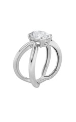 Load image into Gallery viewer, 2CTW Oval Shaped Lab Grown Diamond (F/VS) Criss Cross Fancy Solitaire Ring in 14K Gold
